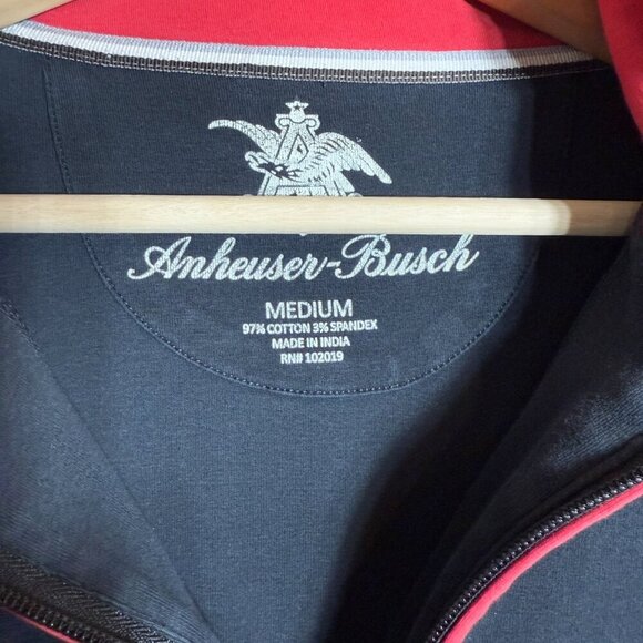 Anheuser-Busch 1/4 Zip Pullover Sweatshirt Men's Medium Black Budweiser Beer Bud - Picture 6 of 10